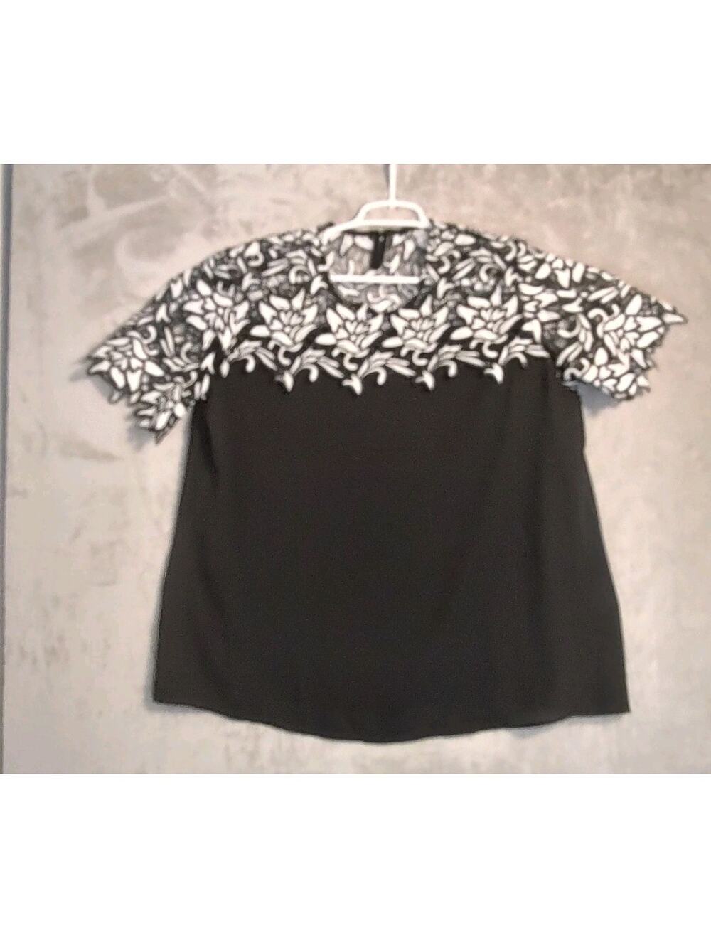 Women's  4 XL Top Black with White Floral Overlay S/S by RoseGal Business Casual